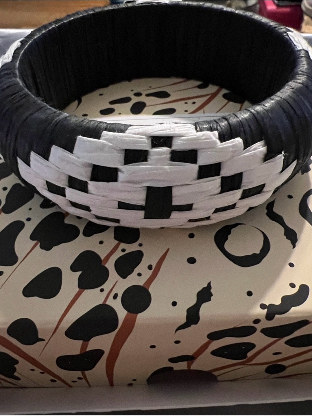 Plunder Black and White Woven Stackable Bracelet